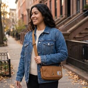 Carhartt Canvas Crossbody Bag Brown Adjustable Strap Logo Patch